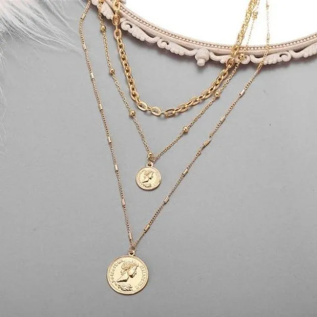 Vintage Multi-layer Coin Chain Choker Necklace