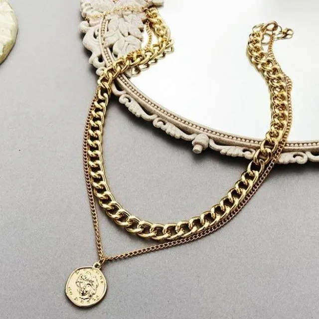 Vintage Multi-layer Coin Chain Choker Necklace