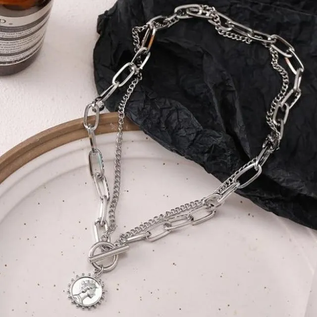 Vintage Multi-layer Coin Chain Choker Necklace