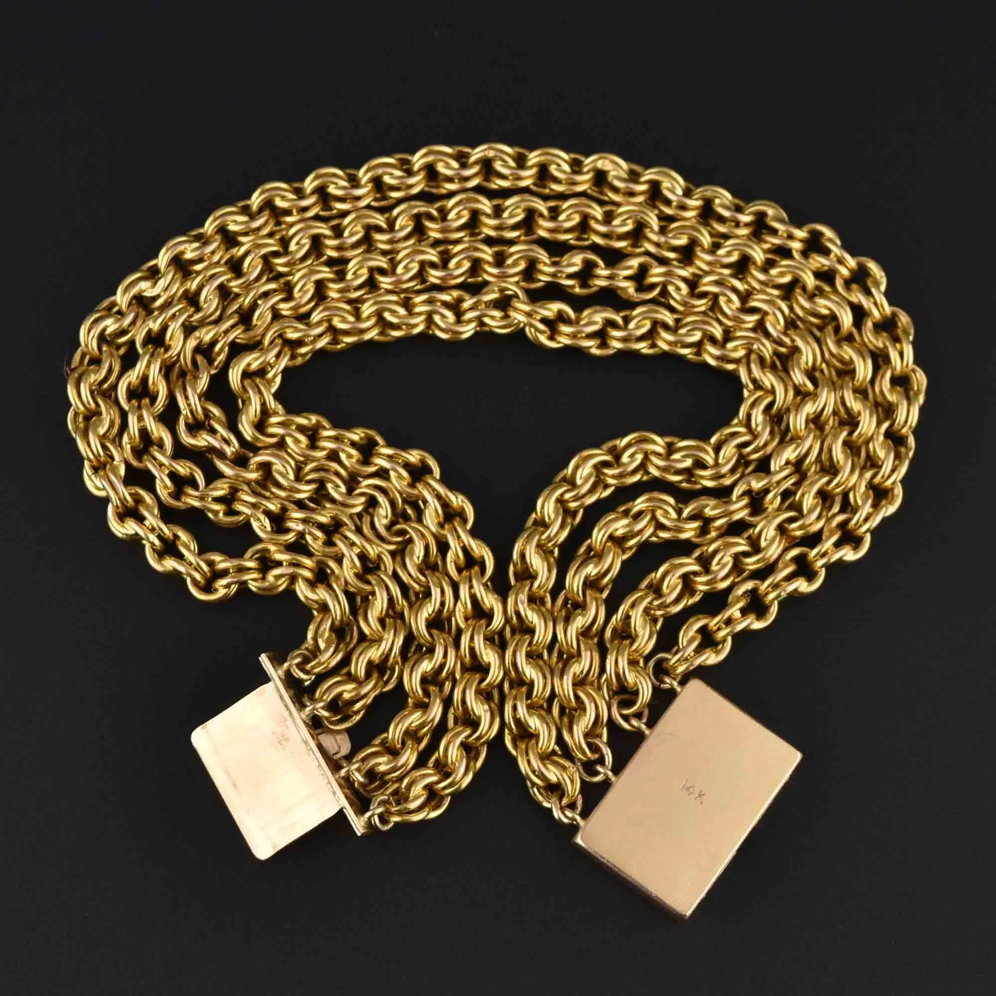 Wide Heavy Double Cable Chain 14K Gold Bracelet