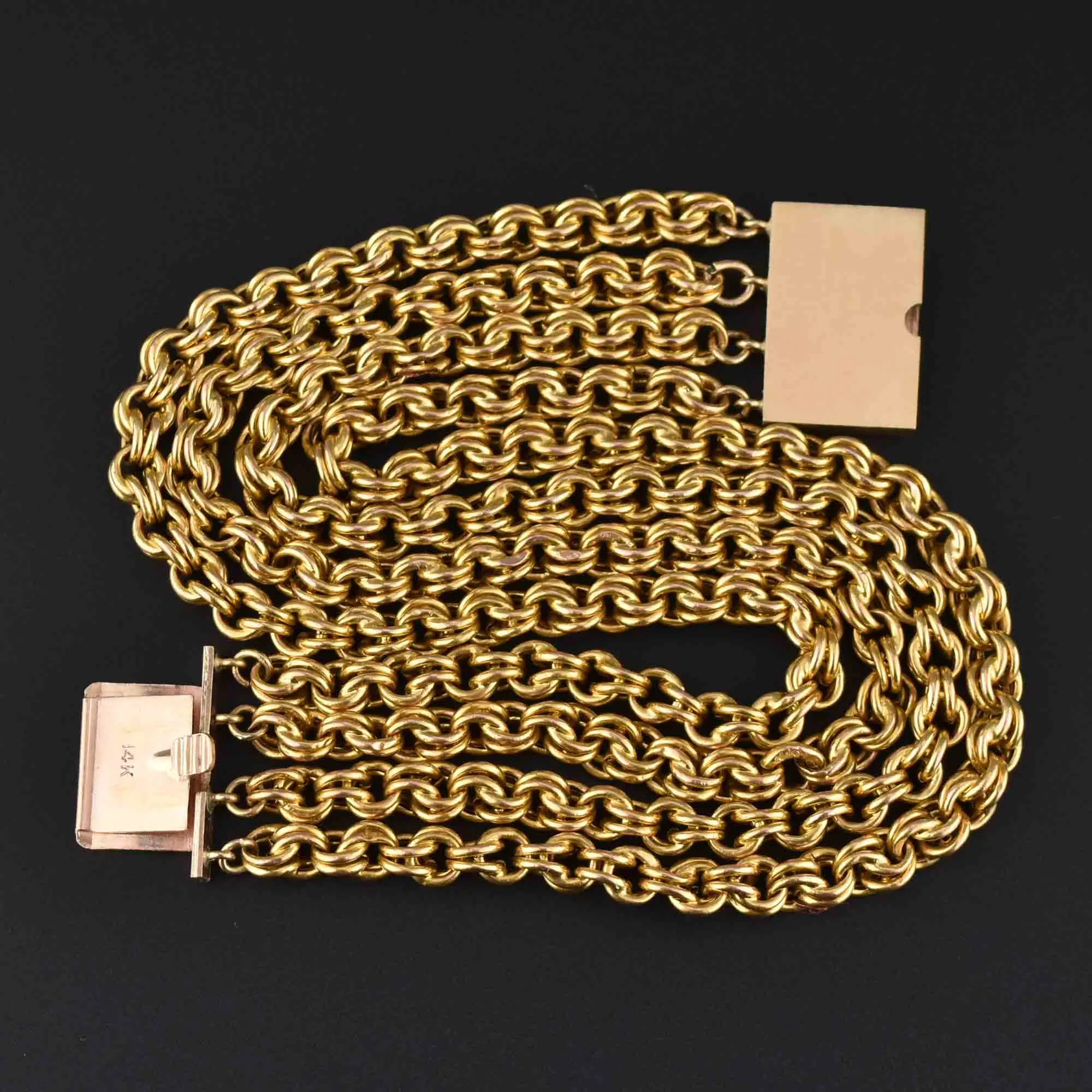 Wide Heavy Double Cable Chain 14K Gold Bracelet