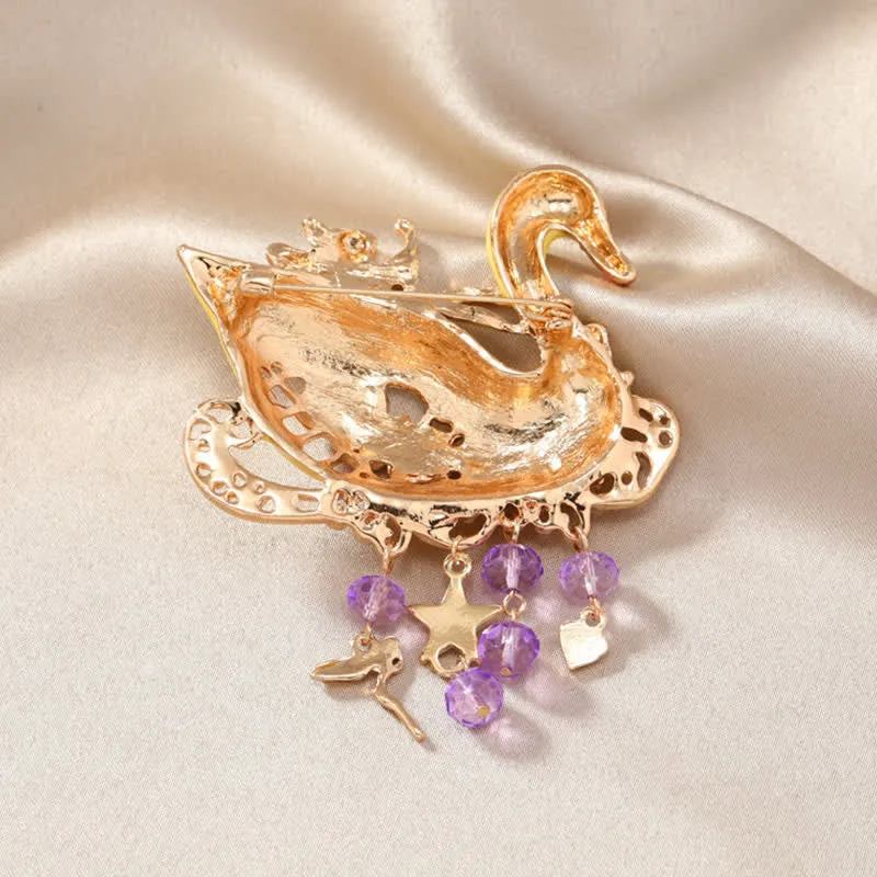 Women's Fairy Swan Tassels Hollow Brooch